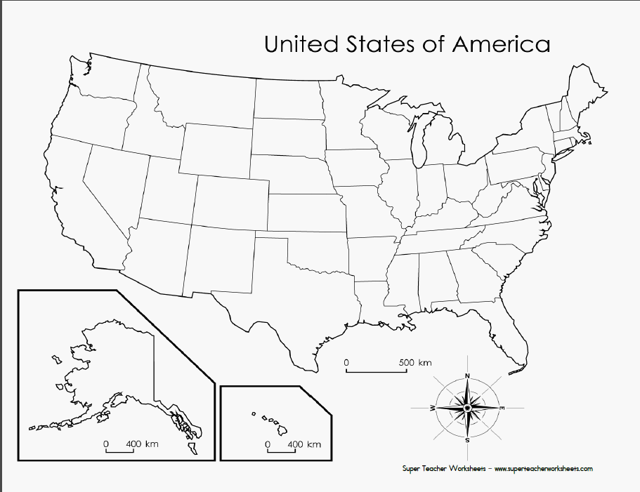 Printable Blank 50 States Map