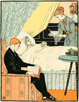 Walter Crane Illustration of My Mother Poem - Mother in Bed