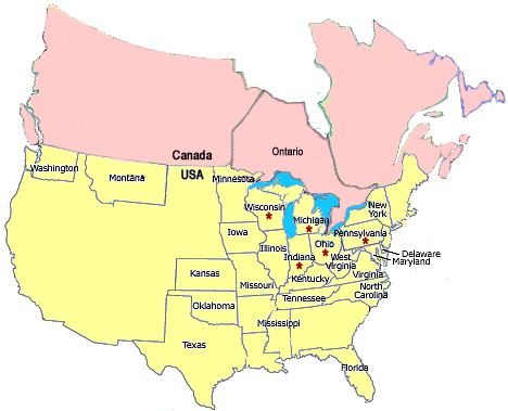 map of us with states. live in 5 US states: Ohio,