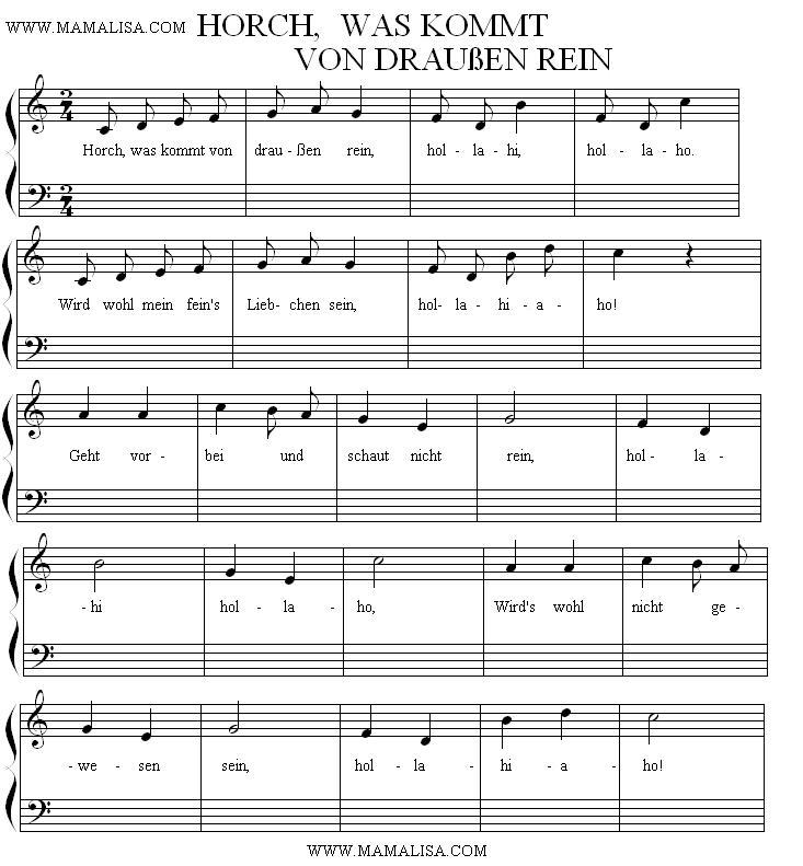 Horch, was kommt von draußen rein - German Children's Songs - Germany - Text Horch Was Kommt Von Draußen Rein