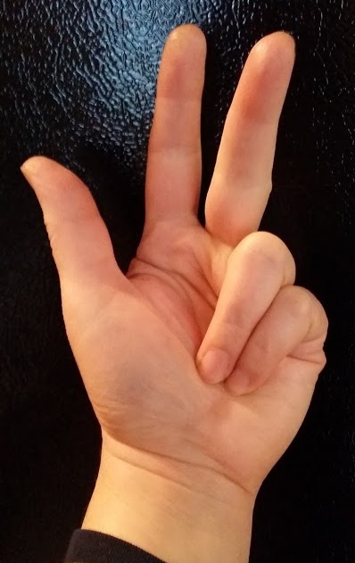 For three, they hold up the thumb, index finger and middle finger. 