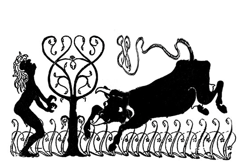 Burgess' illustration of a Purple Cow edited by Lisa Yannucci