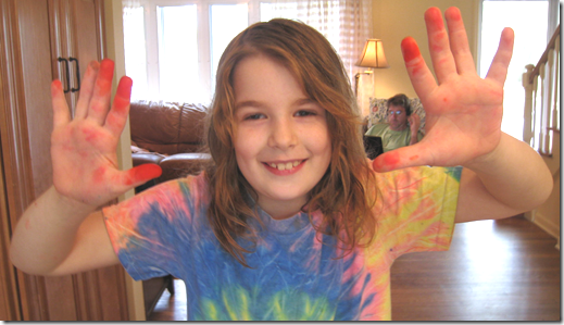 Hands Dyed from Food Coloring