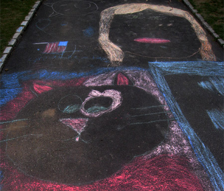 Photo of Chalk Drawings on Driveway