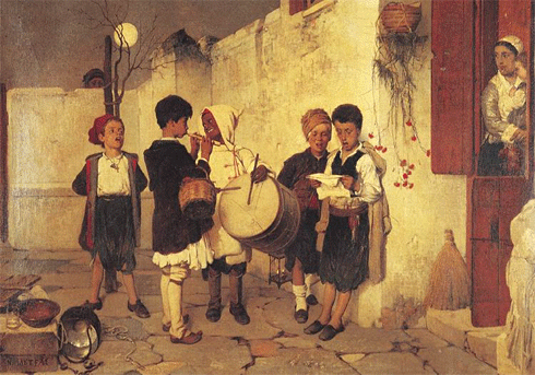 Painting of Greek Carolers