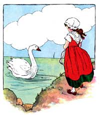 Illustration of Swan Nursery Rhyme from The Real Mother Goose