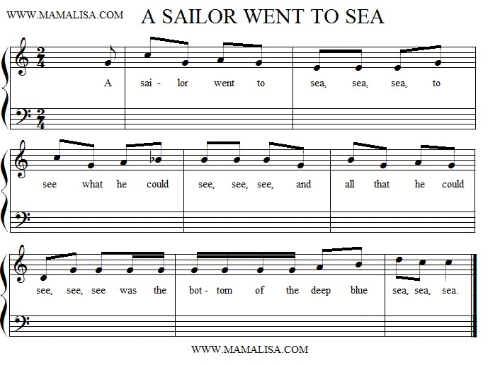 Partition musicale - A Sailor Went to Sea - (Australian Version)