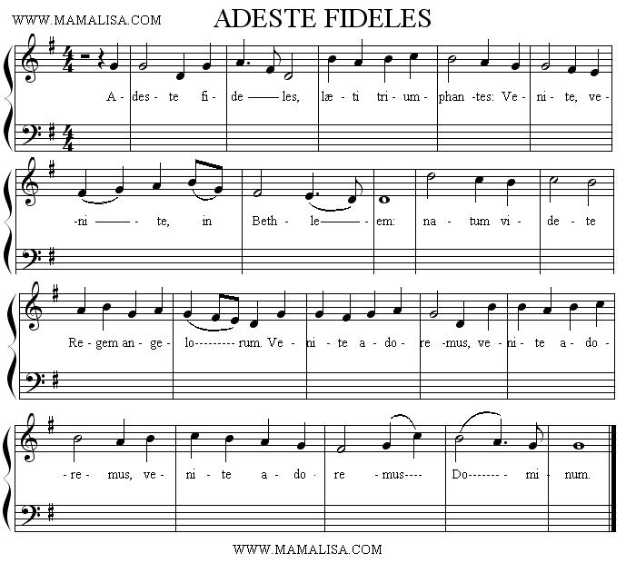 Sheet Music - Adeste Fideles
