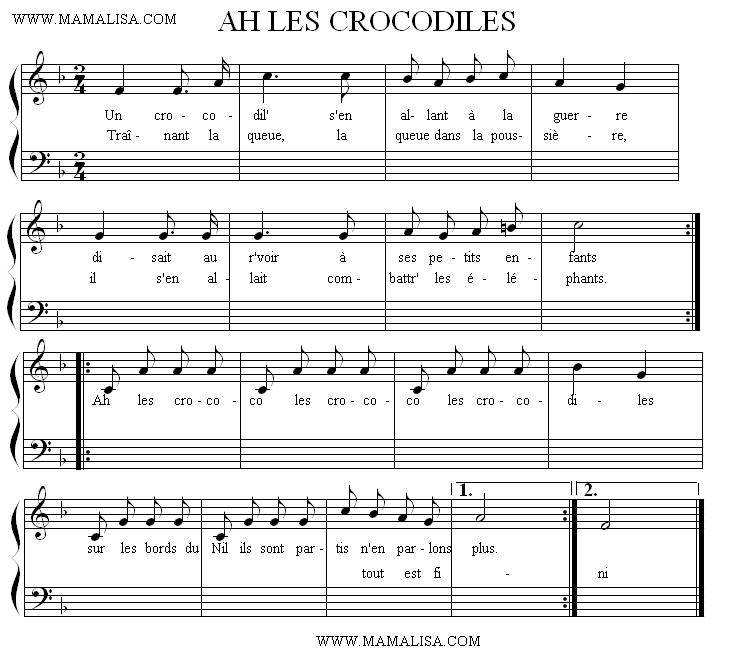 Partition musicale - Ah les crocodiles