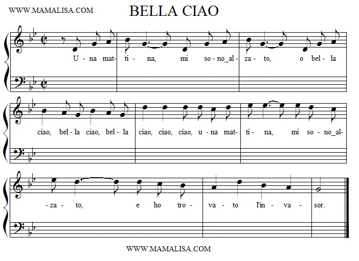 Partition musicale - Bella ciao