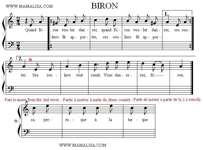 Partition musicale - Biron