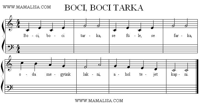 Sheet Music - Boci, boci tarka