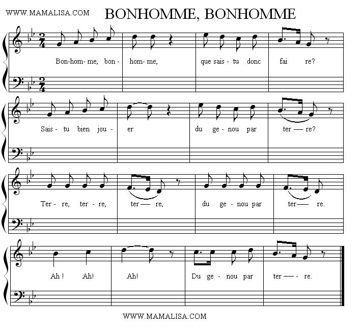Partition musicale - Bonhomme, bonhomme