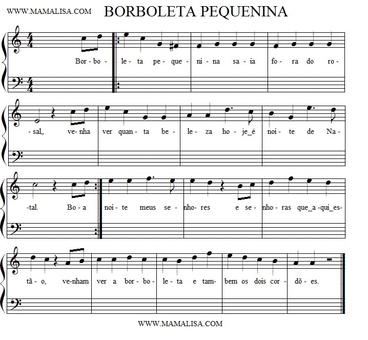 Sheet Music - A Borboleta