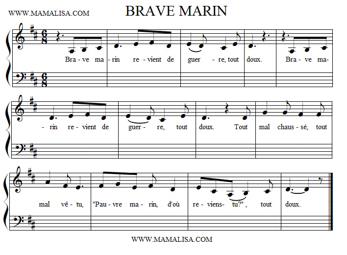 Partition musicale - Brave marin