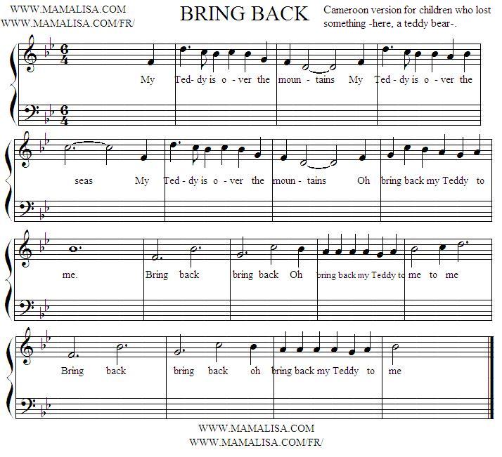 Sheet Music - Bring Back