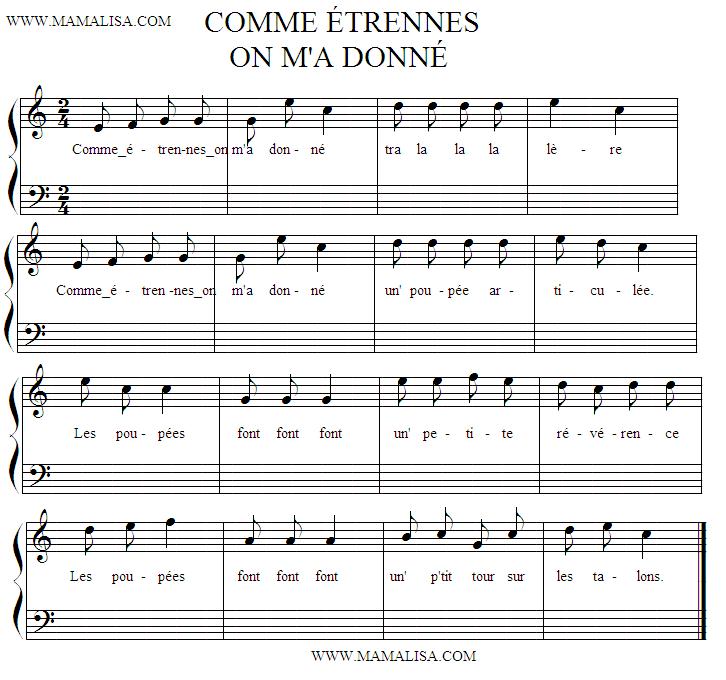 Sheet Music - Comme étrennes on m'a donné