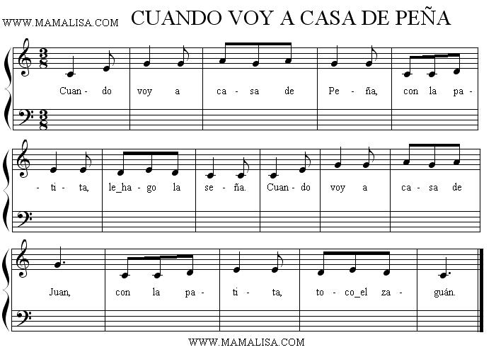 Sheet Music - Cuando voy a casa de Peña