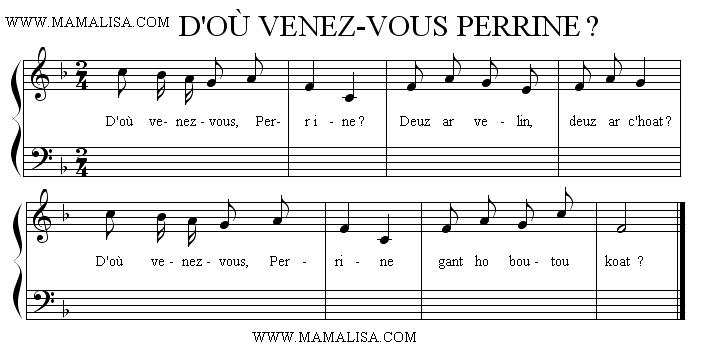Sheet Music - D'où venez-vous Perrine