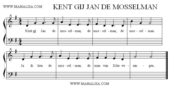 Partition musicale - Kent gij Jan de mosselman