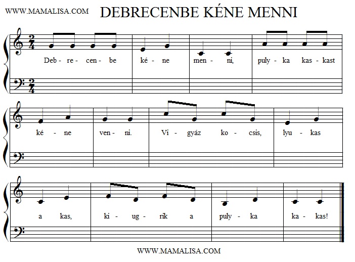 Sheet Music - Debrecenbe kéne menni