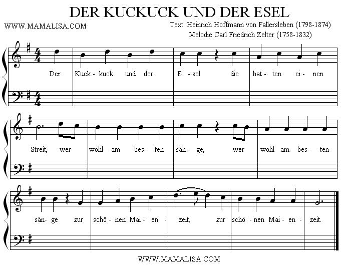 Partition musicale - Der Kuckuck und der Esel