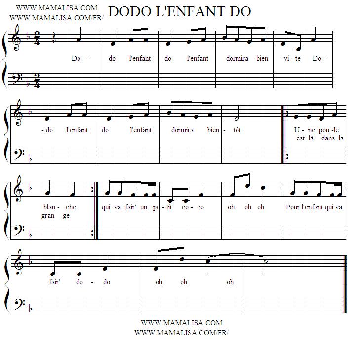 Partition musicale - Dodo, l'enfant do