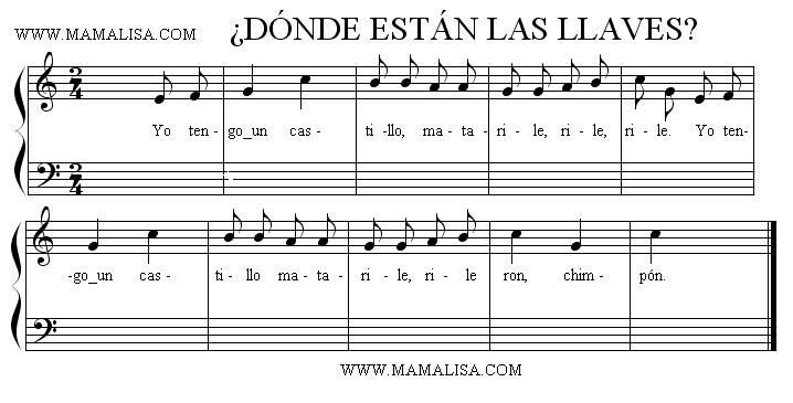 Al ritmo del Padilla: PARTITURA: ¿Dónde están las llaves? 4º