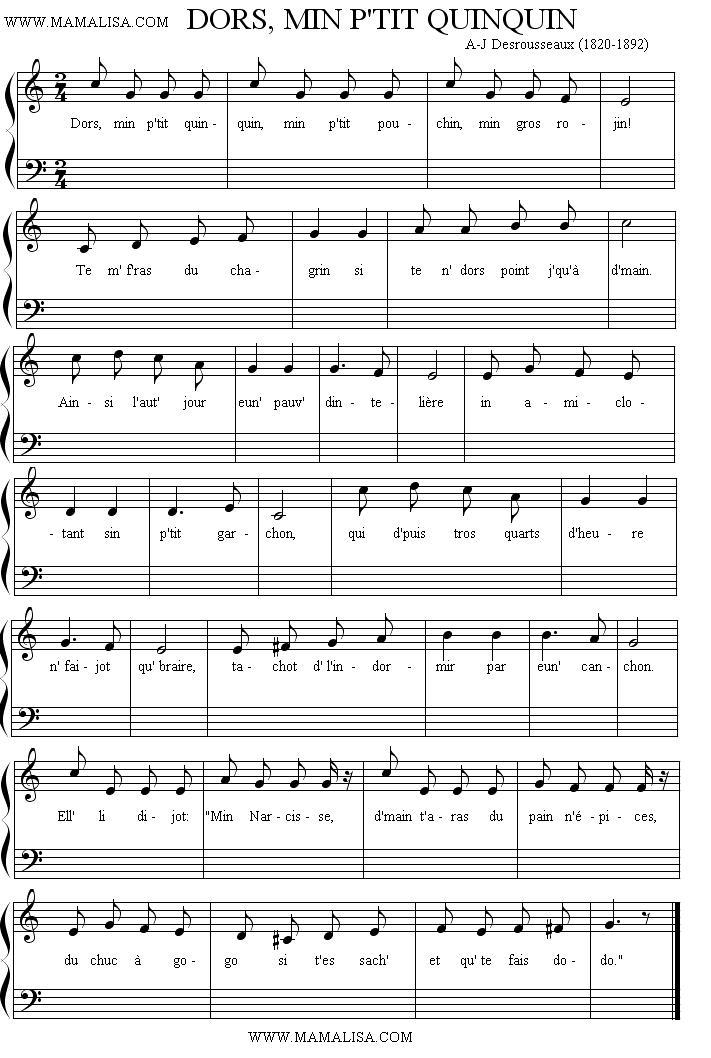 Sheet Music - Dors, min p'tit quinquin