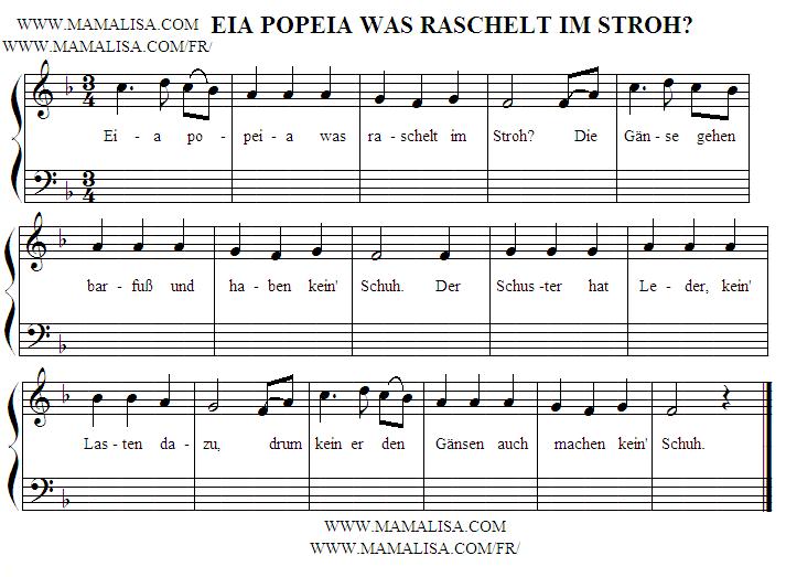 Partition musicale - Eia, popeia, was raschelt im Stroh?
