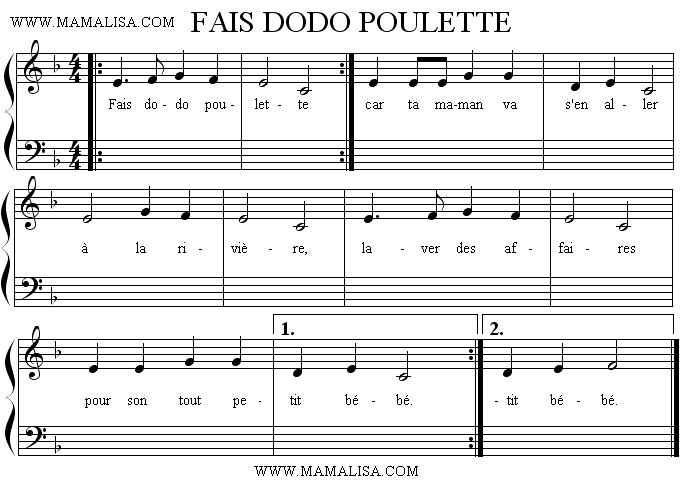 Sheet Music - Fais dodo, poulette