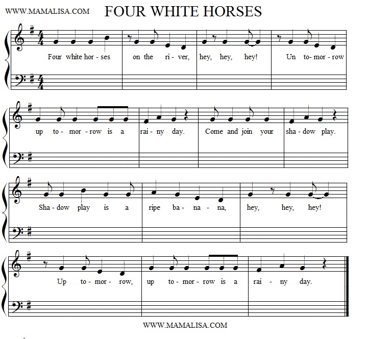 Sheet Music - Four White Horses