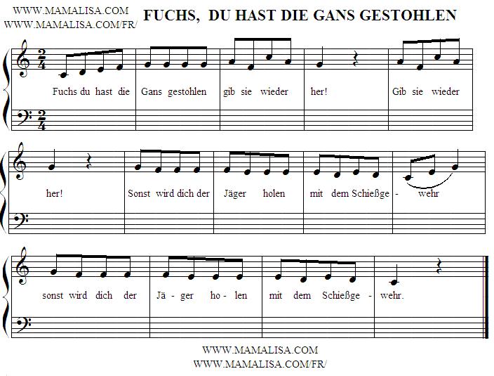 Хай ду ду песня. Fuchs du hast die gans gestohlen Kinderlied табы. Du hast перевод. Песня du hast. Песня Fuchs du hast die gans gestohlen слова.