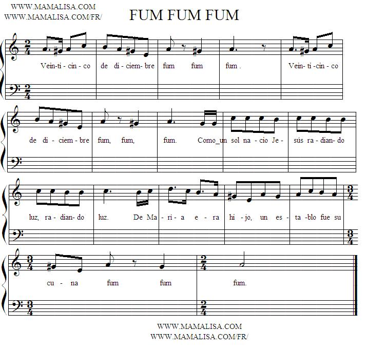Partition musicale - Fum, fum, fum