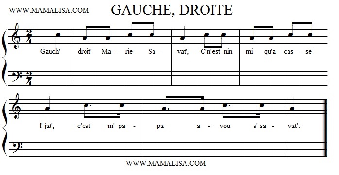 Sheet Music - Gauche, droite
