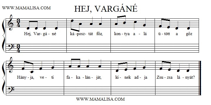 Sheet Music - Hej, Vargáné