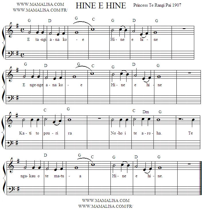 Sheet Music - Hine e Hine