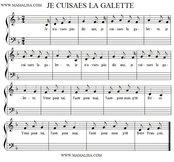 Partition musicale - La galette