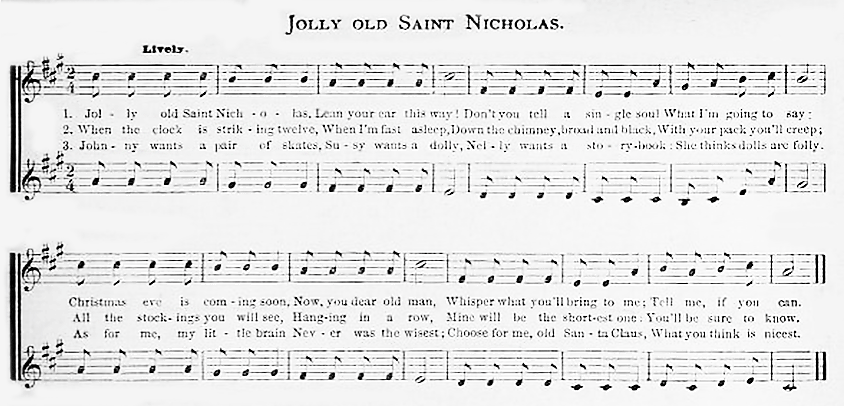 Sheet Music - Jolly Old Saint Nicholas