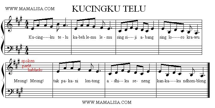 Sheet Music - Kucingku Telu