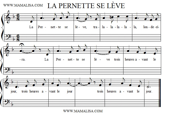 Partition musicale - La Pernette se lève