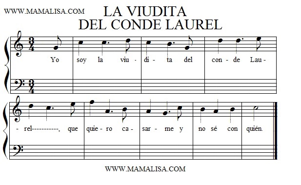Sheet Music - La viudita del conde Laurel