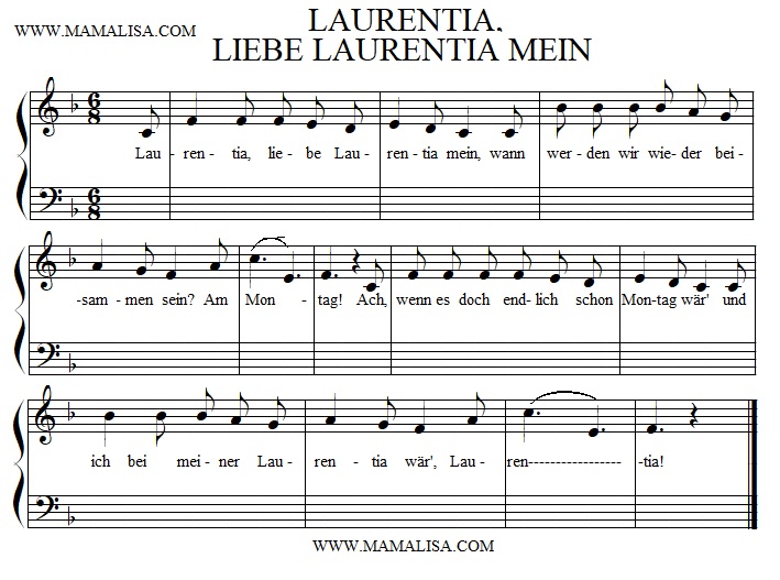 Sheet Music - Laurentia, liebe Laurentia mein