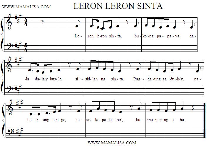 Sheet Music - Leron Leron Sinta