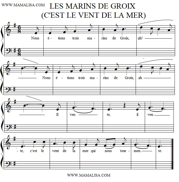 Partition musicale - Les trois marins de Groix - (Version 3)
