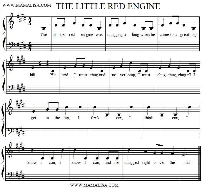 Sheet Music - Little Red Engine