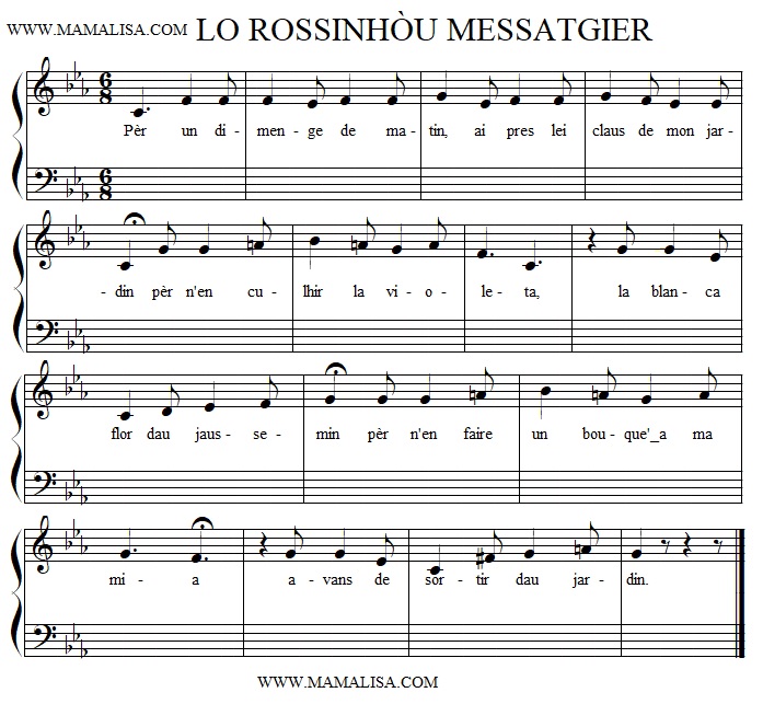 Sheet Music - Lo rossinhòu messatgier