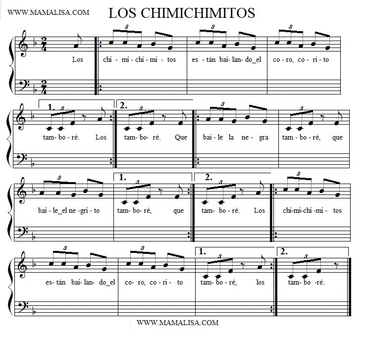 Partition musicale - Los Chimichimitos