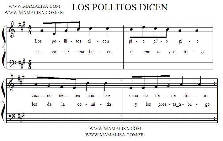 Partition musicale - Los pollitos - 