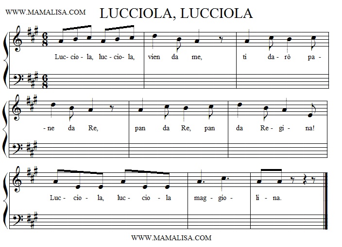 Partition musicale - Lucciola, Lucciola
